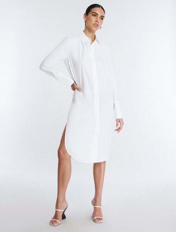 Bcbg Cotton Poplin Shirt Dress White