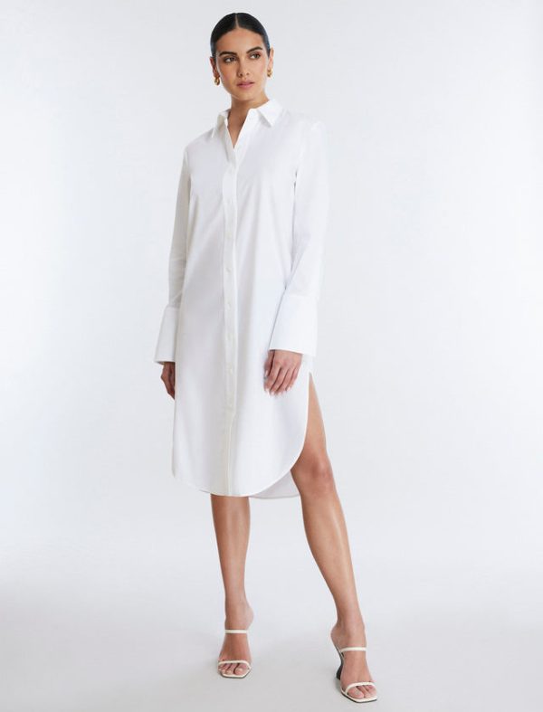 Bcbg Cotton Poplin Shirt Dress White - Image 6