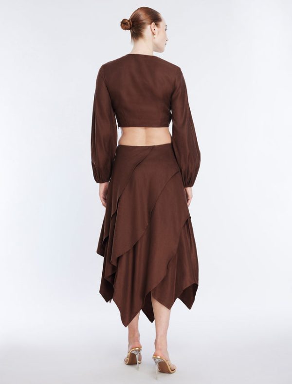 Bcbg Tiered Asymmetrical Skirt Chocolate - Image 4