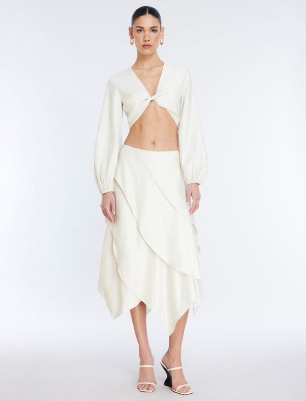 Bcbg Tiered Asymmetrical Skirt Gardenia - Image 5