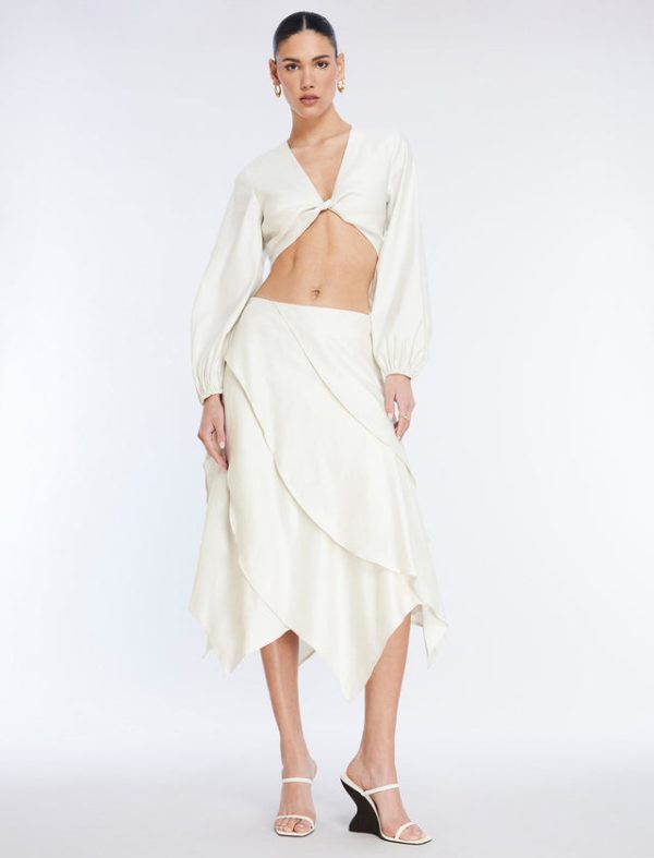 Bcbg Tiered Asymmetrical Skirt Gardenia - Image 6