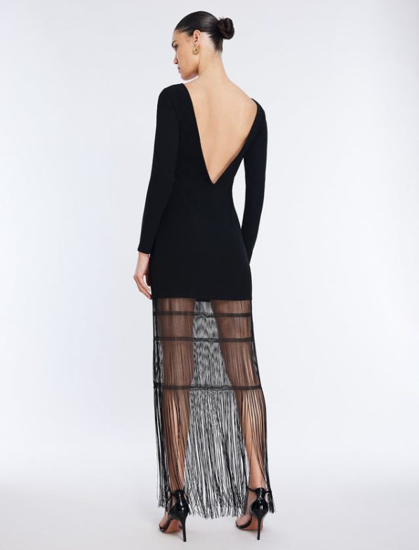 Bcbg Tabitha Knit Fringe Mini Dress Black - Image 4