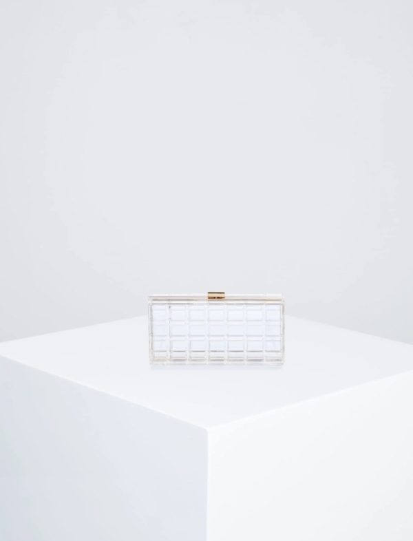 BCBG ALESSANDRA WINDOWPANE HARD CASE CLUTCH - CLEAR - Image 3