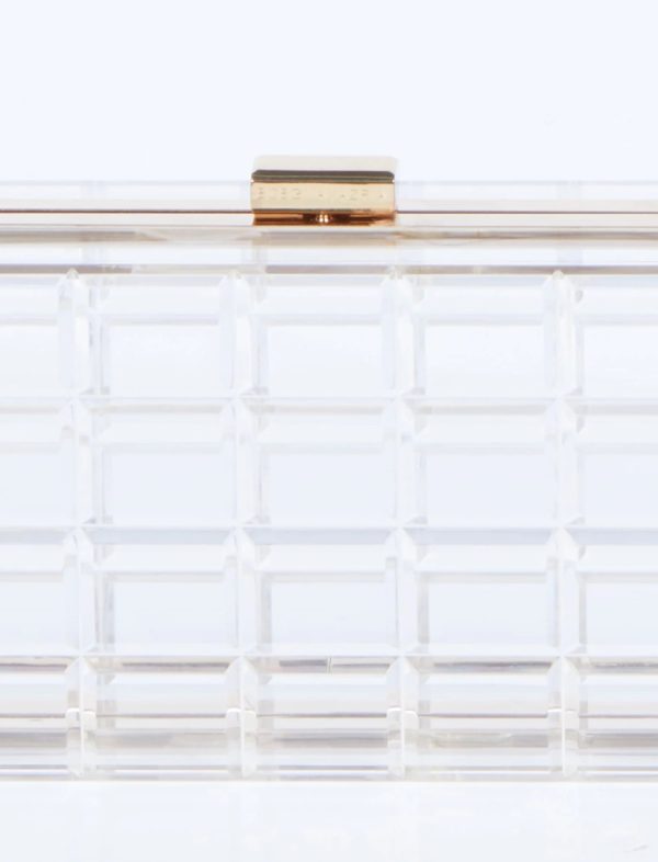 BCBG ALESSANDRA WINDOWPANE HARD CASE CLUTCH - CLEAR - Image 4