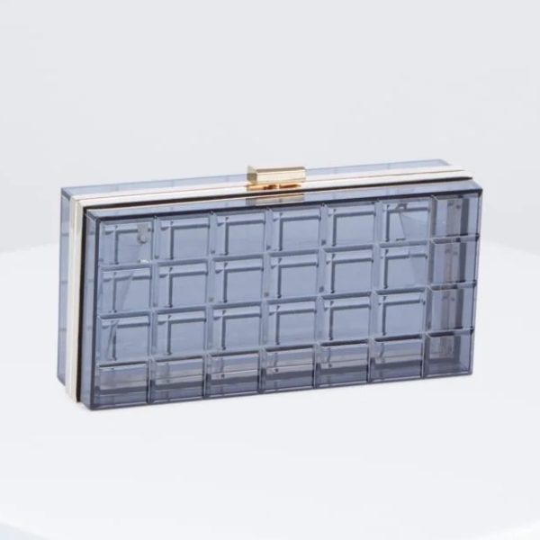 BCBG CLUTCH ALESSANDRA WINDOWPANE HARD CASE CLUTCH - SMOKY BLACK - Image 2