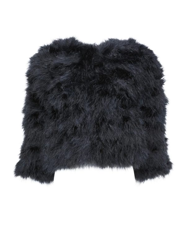 BCBG CLASSIC FEATHER SHRUG - BLACK - Image 4