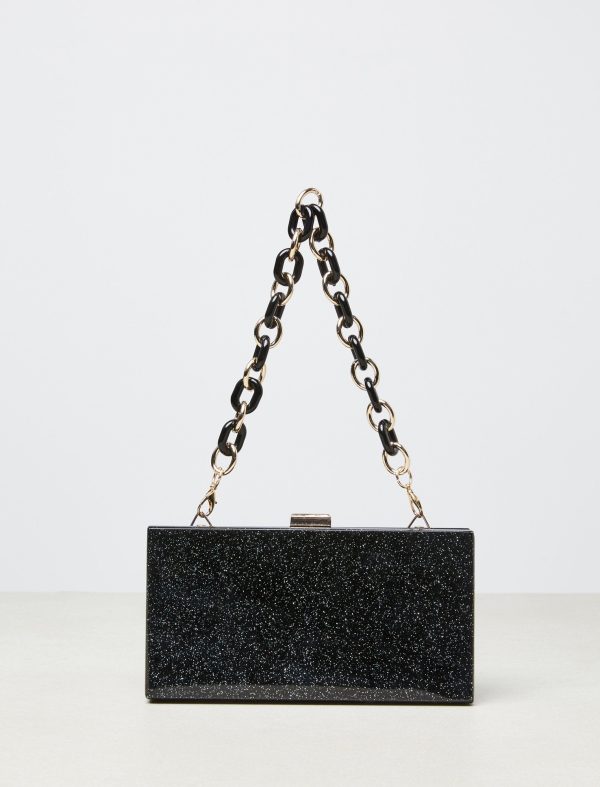 Bcbg Claudia Two-Tone Evening Bag - Gold And Black Glitter