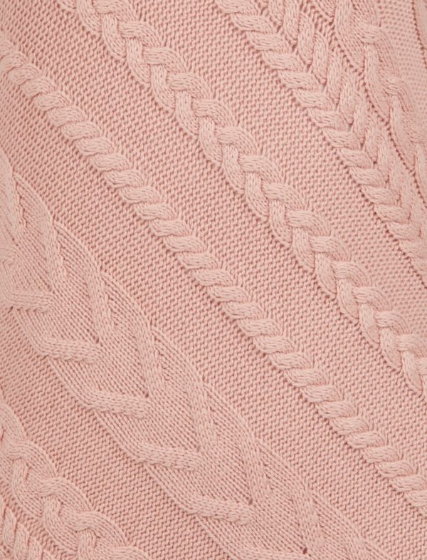 BCBG COLD SHOULDER CABLE KNIT SWEATER - MISTY ROSE - Image 6