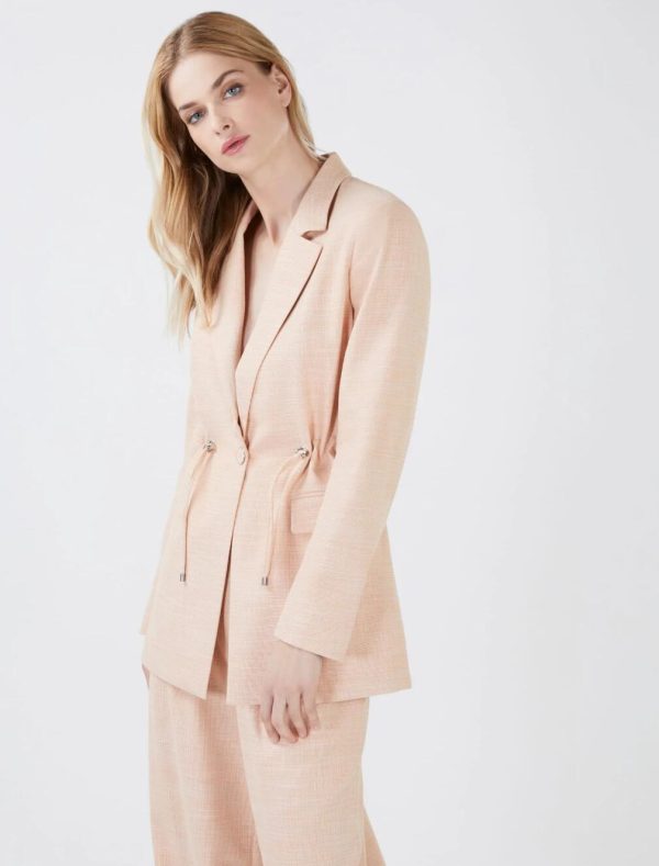 BCBG ALESSI BACK CUTOUT SUIT JACKET - RAW SIENNA COMBO - Image 2