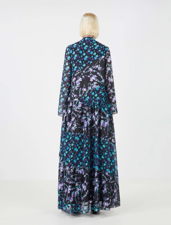 BCBG DANTE MIXED PRINT CHIFFON DRESS - BLACK MULTI - Image 4