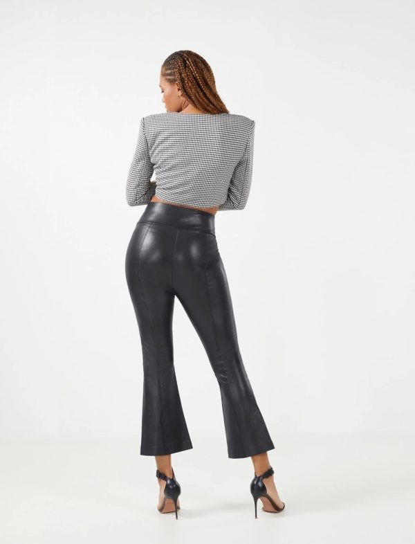 BCBG PANT ALLEGRA FAUX LEATHER FLARE PANT - BLACK BEAUTY - Image 2