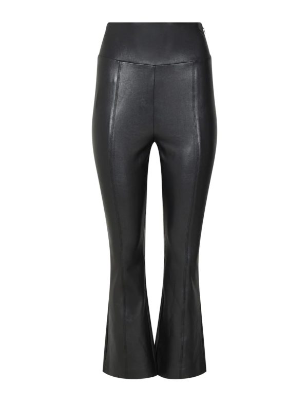 BCBG PANT ALLEGRA FAUX LEATHER FLARE PANT - BLACK BEAUTY - Image 5