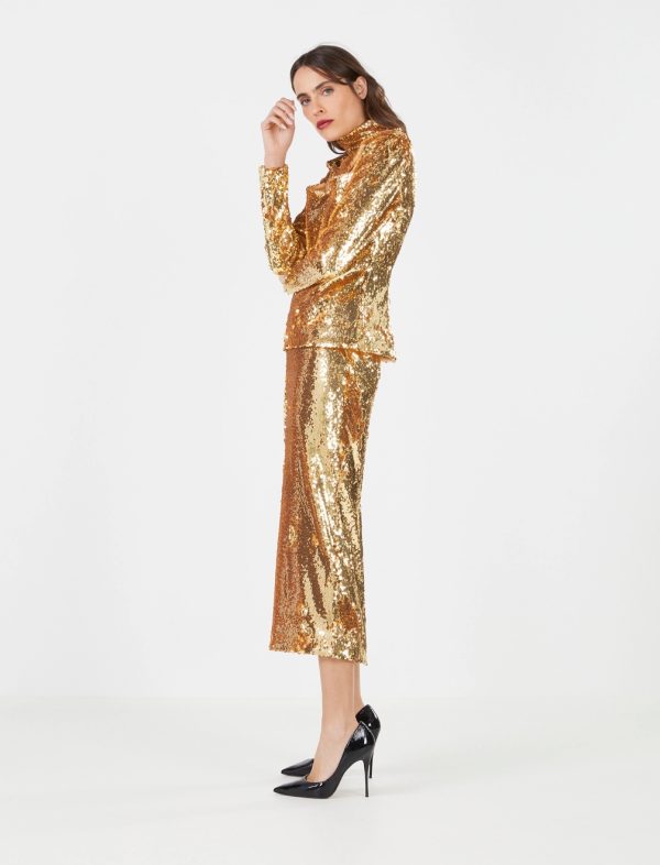 BCBG ELNA SEQUIN SKIRT - GOLD - Image 3