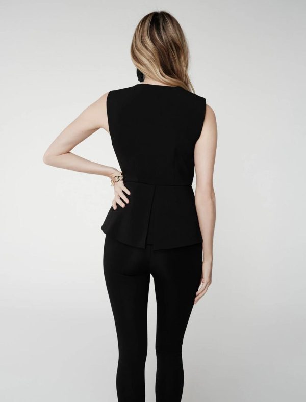 BCBG TOP ABRIELLE SLEEVELESS PEPLUM TOP - BLACK - Image 5