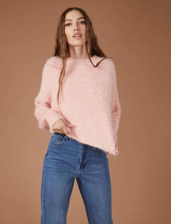 BCBG EYELASH KNIT PULLOVER SWEATER - PEARL BLUSH - Image 2