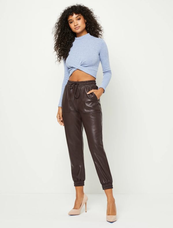 BCBG FAUX LEATHER JOGGER BCBGENERATION - MILK CHOCOLATE