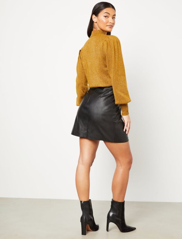 Bcbg Faux Leather Wrap Mini Skirt - Image 6