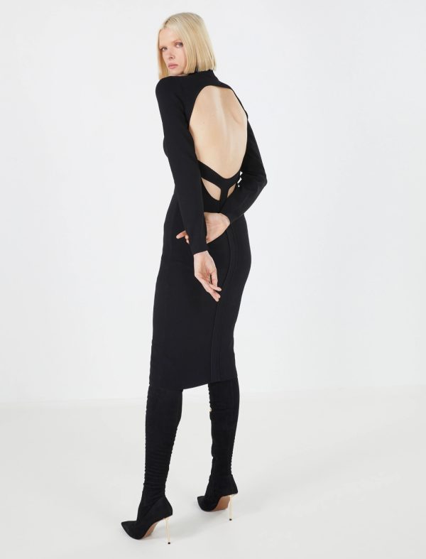 BCBG FRANCA OPEN BACK SWEATER DRESS - BLACK - Image 2