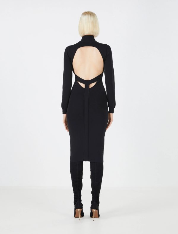 BCBG FRANCA OPEN BACK SWEATER DRESS - BLACK - Image 4