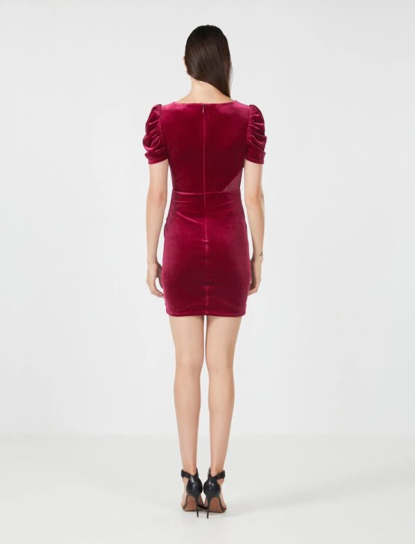 BCBG FREDDIE VELVET MINI DRESS - DEEP CRANBERRY - Image 4