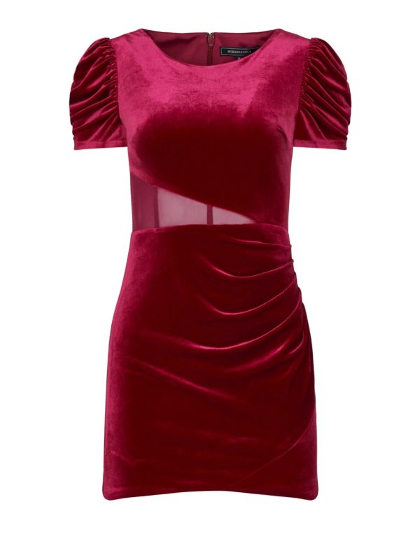 BCBG FREDDIE VELVET MINI DRESS - DEEP CRANBERRY - Image 6