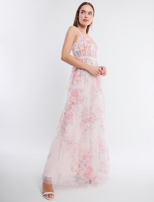 BCBG AMELIA FIT-AND-FLARE EVENING GOWN - APRICOT BLUSH COMBO - Image 2