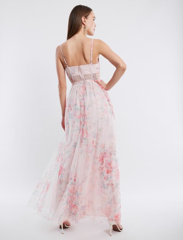 BCBG AMELIA FIT-AND-FLARE EVENING GOWN - APRICOT BLUSH COMBO - Image 4