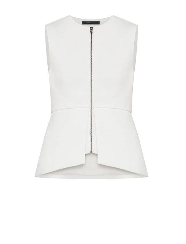 BCBG TOP ABRIELLE SLEEVELESS PEPLUM TOP - WHITE - Image 5