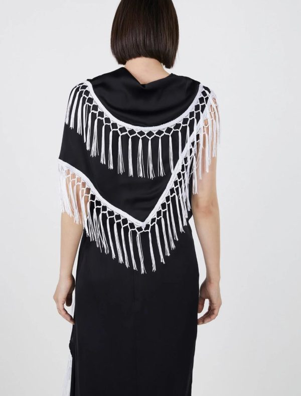 BCBG ANGELO DRAPED FRINGE TOP - BLACK BEAUTY - Image 4