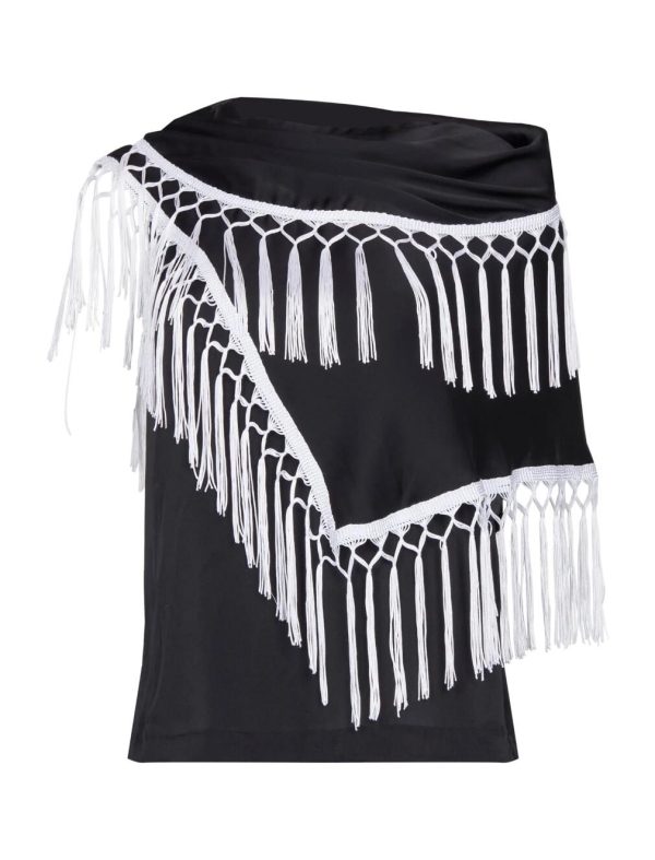 BCBG ANGELO DRAPED FRINGE TOP - BLACK BEAUTY - Image 5