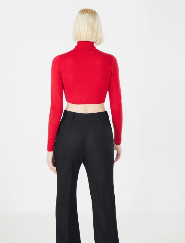 BCBG ISEPPA WOOL CROP TOP - ADRENALINE RED - Image 4