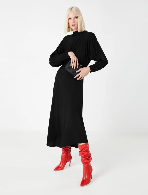 BCBG ANTONELLA TURTLENECK DRESS - BLACK - Image 2