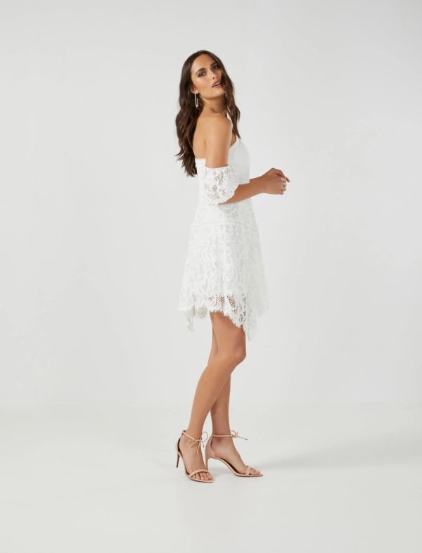 BCBG 2025 LOIS ONE-SHOULDER LACE DRESS - OFF WHITE - Image 2