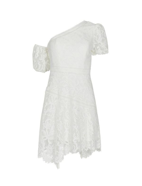 BCBG 2025 LOIS ONE-SHOULDER LACE DRESS - OFF WHITE - Image 5