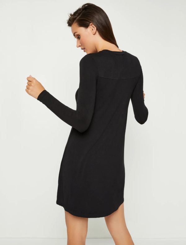 BCBG LONG SLEEVE T-SHIRT DRESS - BLACK - Image 4