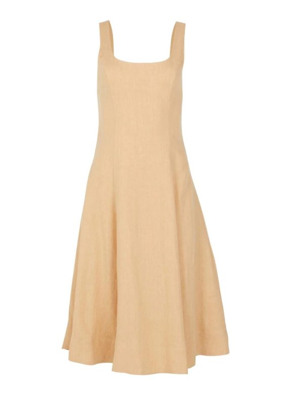 BCBG ARLYNNE OPEN BACK MIDI DRESS - NATURAL - Image 5