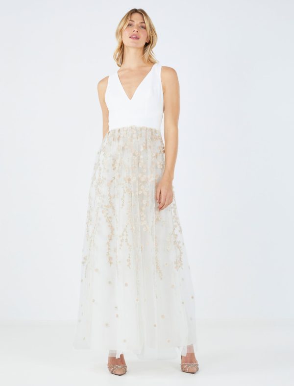 Bcbg Madelyn Floral Embroidered Evening Gown