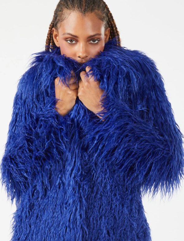 BCBG ARTIC FAUX FUR COAT - SPECTRUM BLUE - Image 2