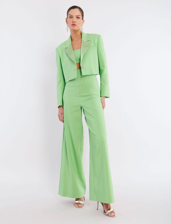 BCBG ASHLAND CROPPED JACKET - GRASS GREEN