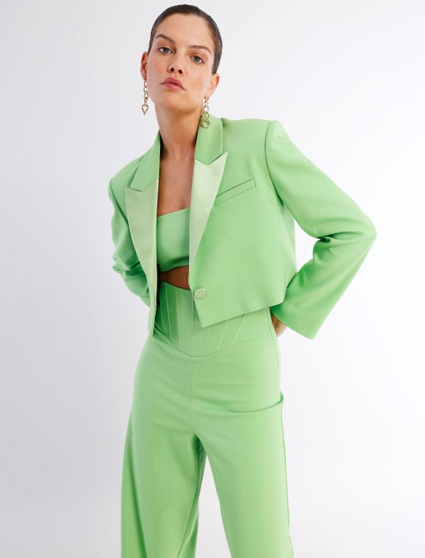 BCBG ASHLAND CROPPED JACKET - GRASS GREEN - Image 2